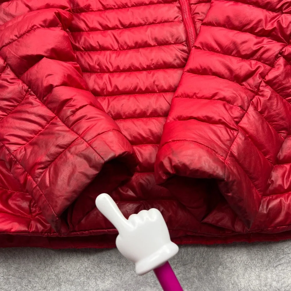 North Face Jacket Mens Large Red 800 Fill Goose Down Quilted Full Zip Puffer